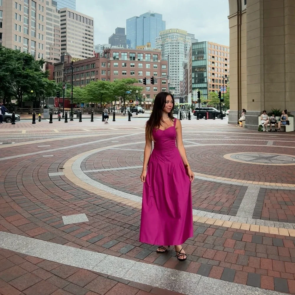 Melloday Long pink berry corset Dress - Picture 3 of 3